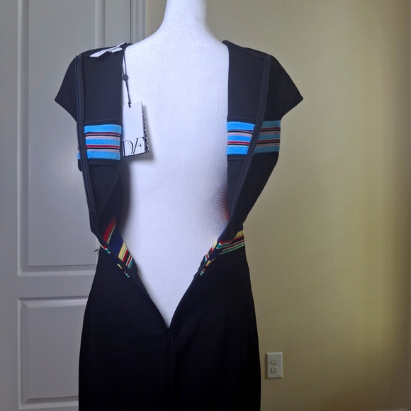 NWT Diane Von Furstenberg Hadlie Black Stripe Midi Sheath Workwear Dress Sz 8 - Picture 7 of 15
